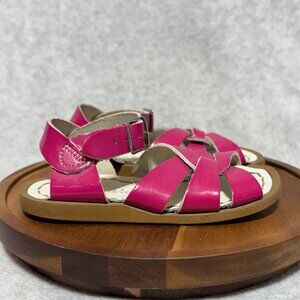 Salt Water Sandals Toddler 7 Pink Girls Leather Adjustable Buckle Straps Rubber